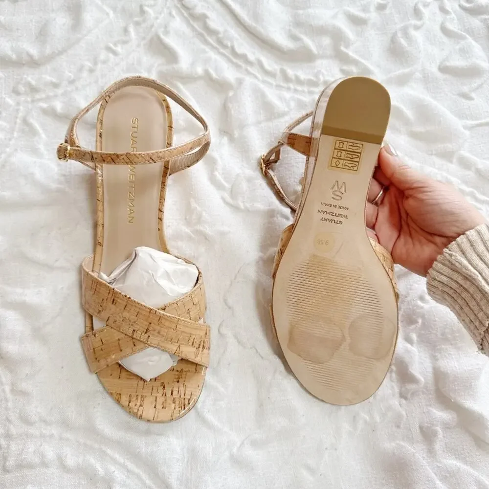 Stuart Weitzman Dayna Ankle Strap Wedge Sandal Size 9.5
